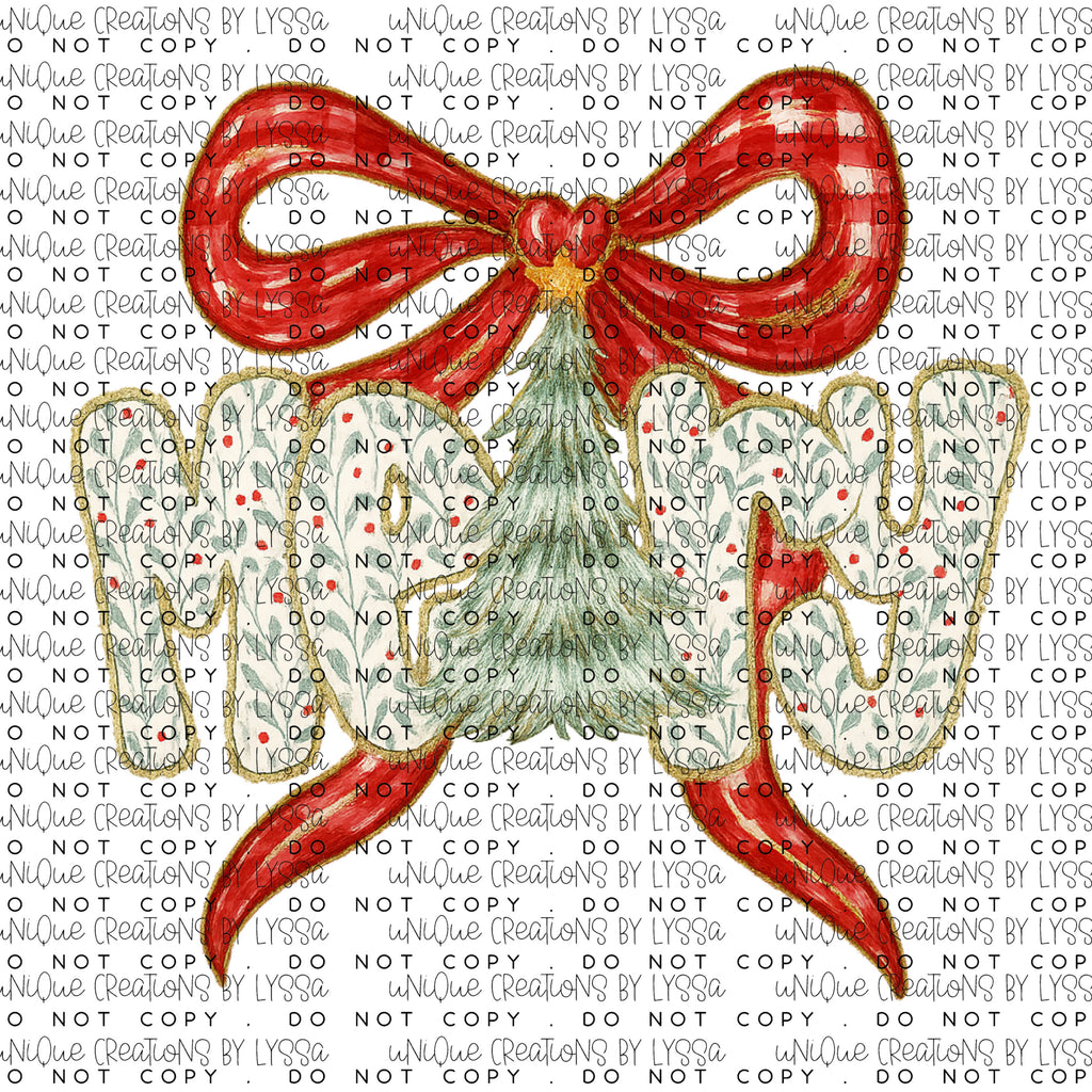 MERRY BOW DTF TRANSFER/ DECAL