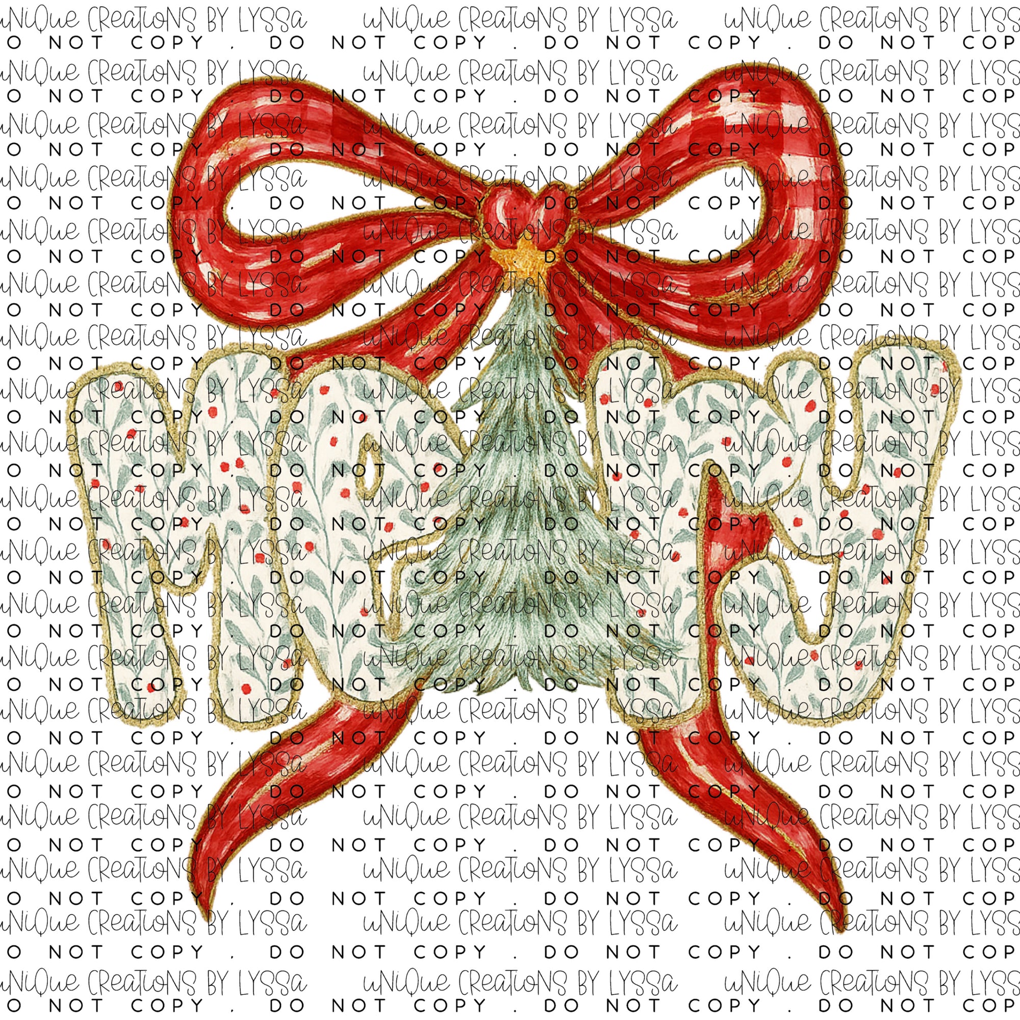 MERRY BOW DTF TRANSFER/ DECAL