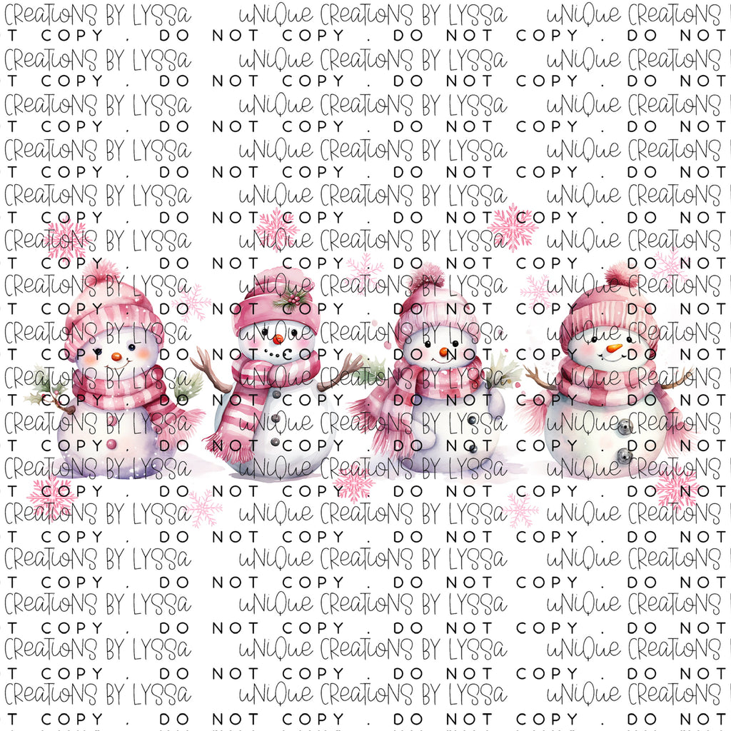 PINK SNOWMEN DTF TRANSFER/UVDTF DECAL