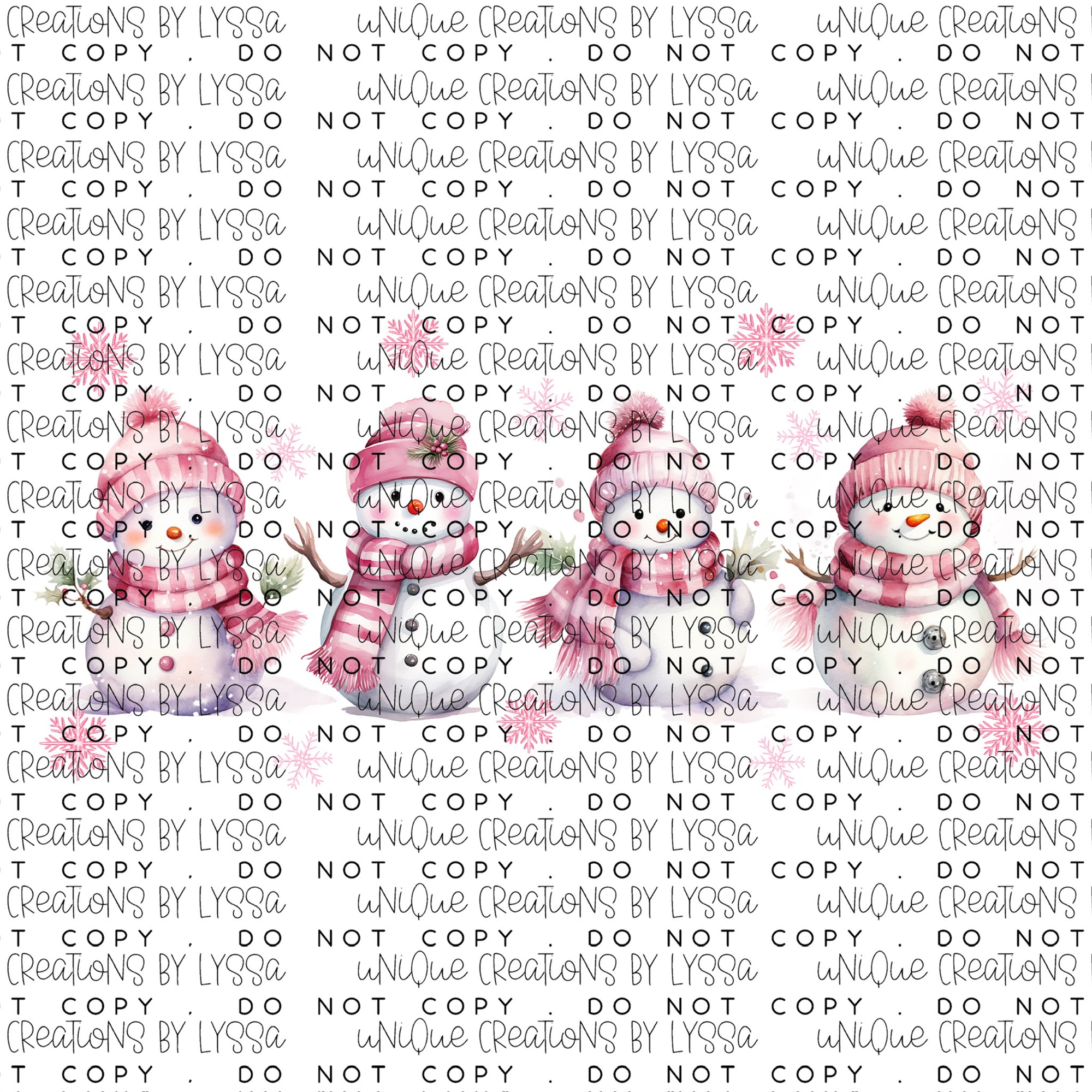 PINK SNOWMEN DTF TRANSFER/UVDTF DECAL