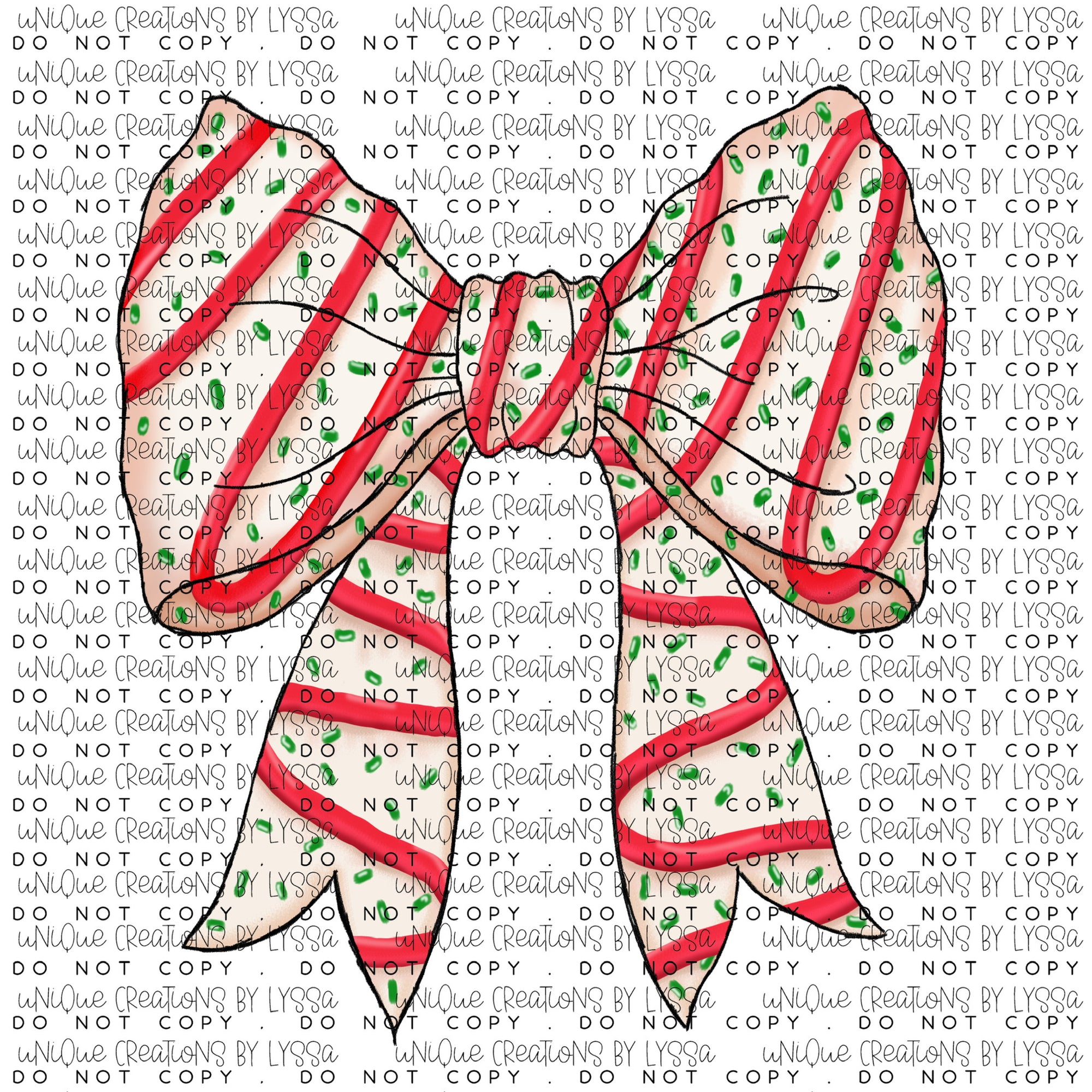 CHRISTMAS CAKE BOW DTF TRANSFER/UVDTF DECAL