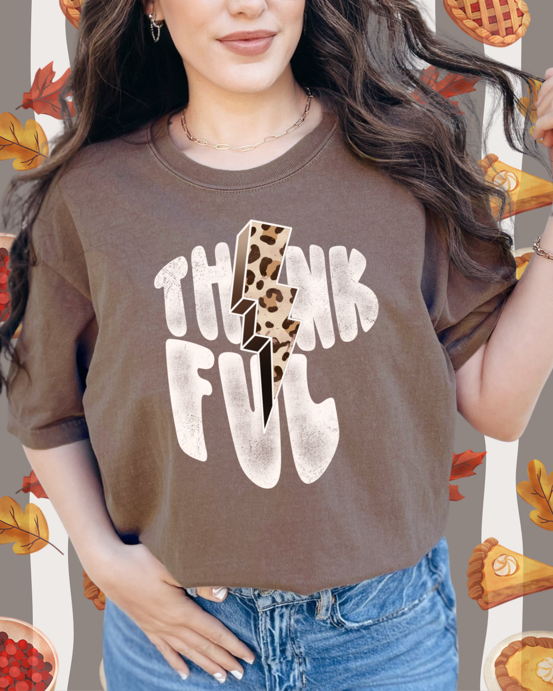 THANKFUL CHEETAH LIGHTING BOLT TEE/SWEATER