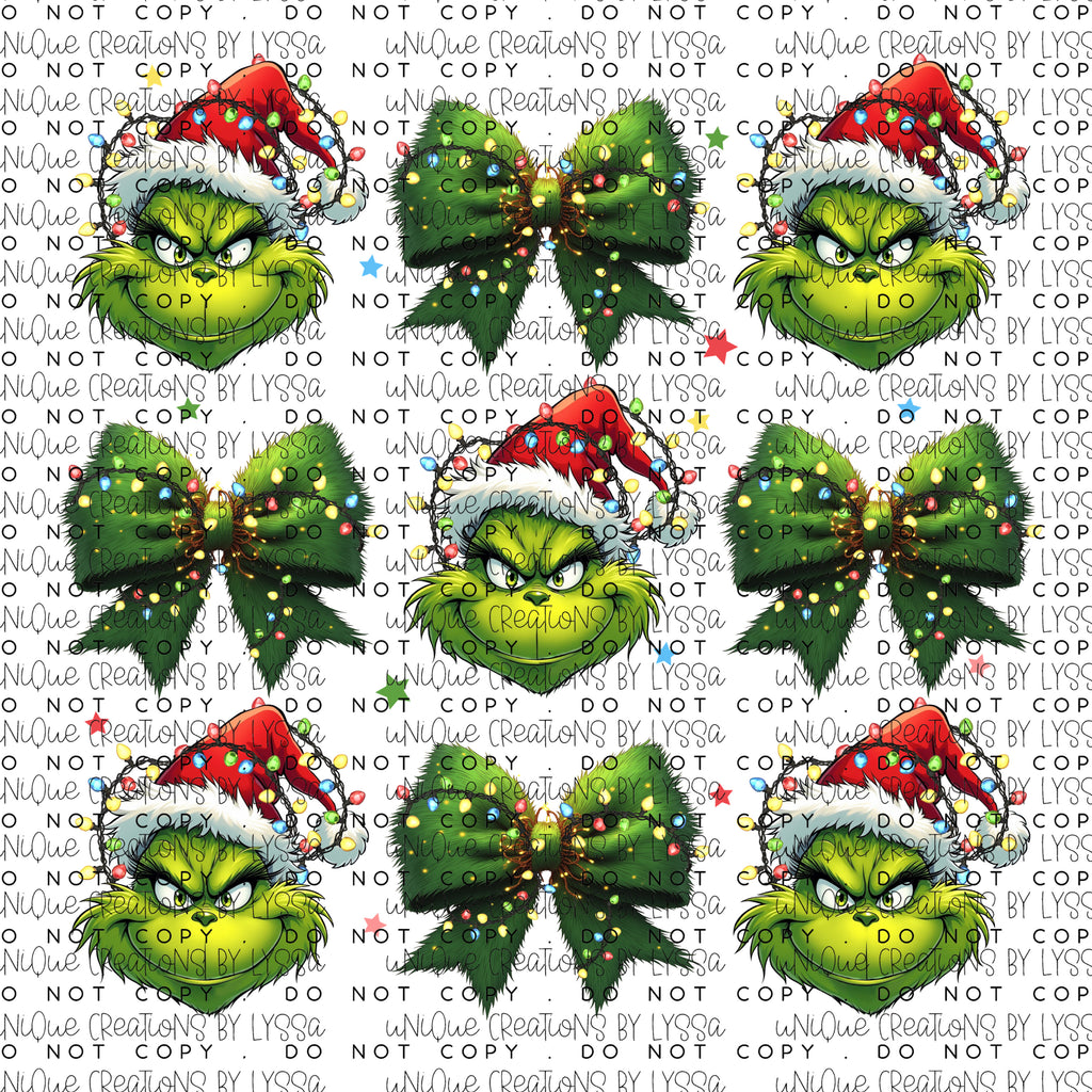 GRINCH/BOWS COLLAGE DTF TRANSFER/ DECAL