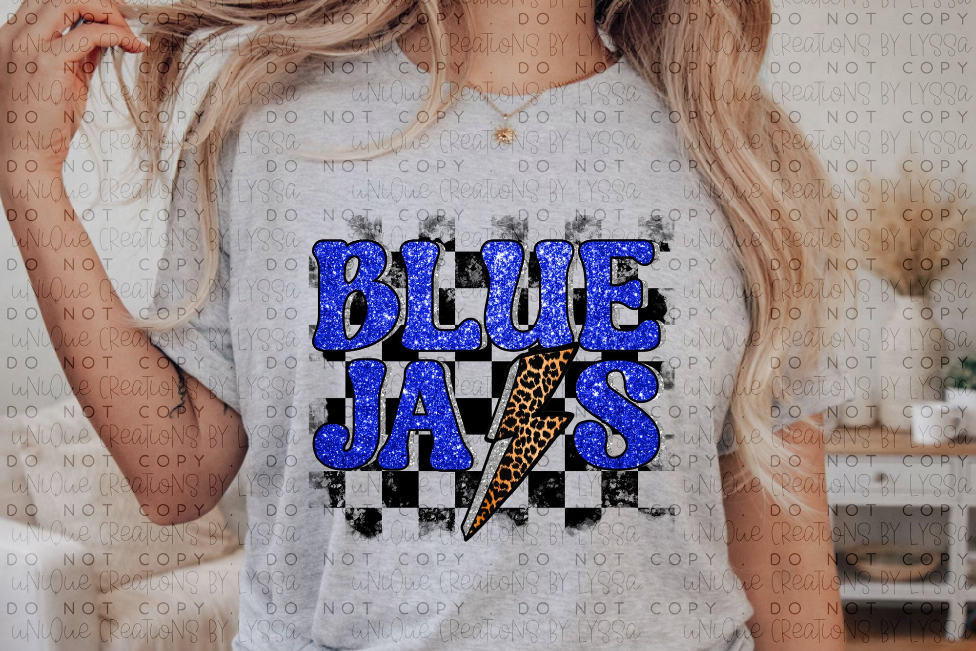 BLUEJAYS CHECKERED LIGHTNING BOLT