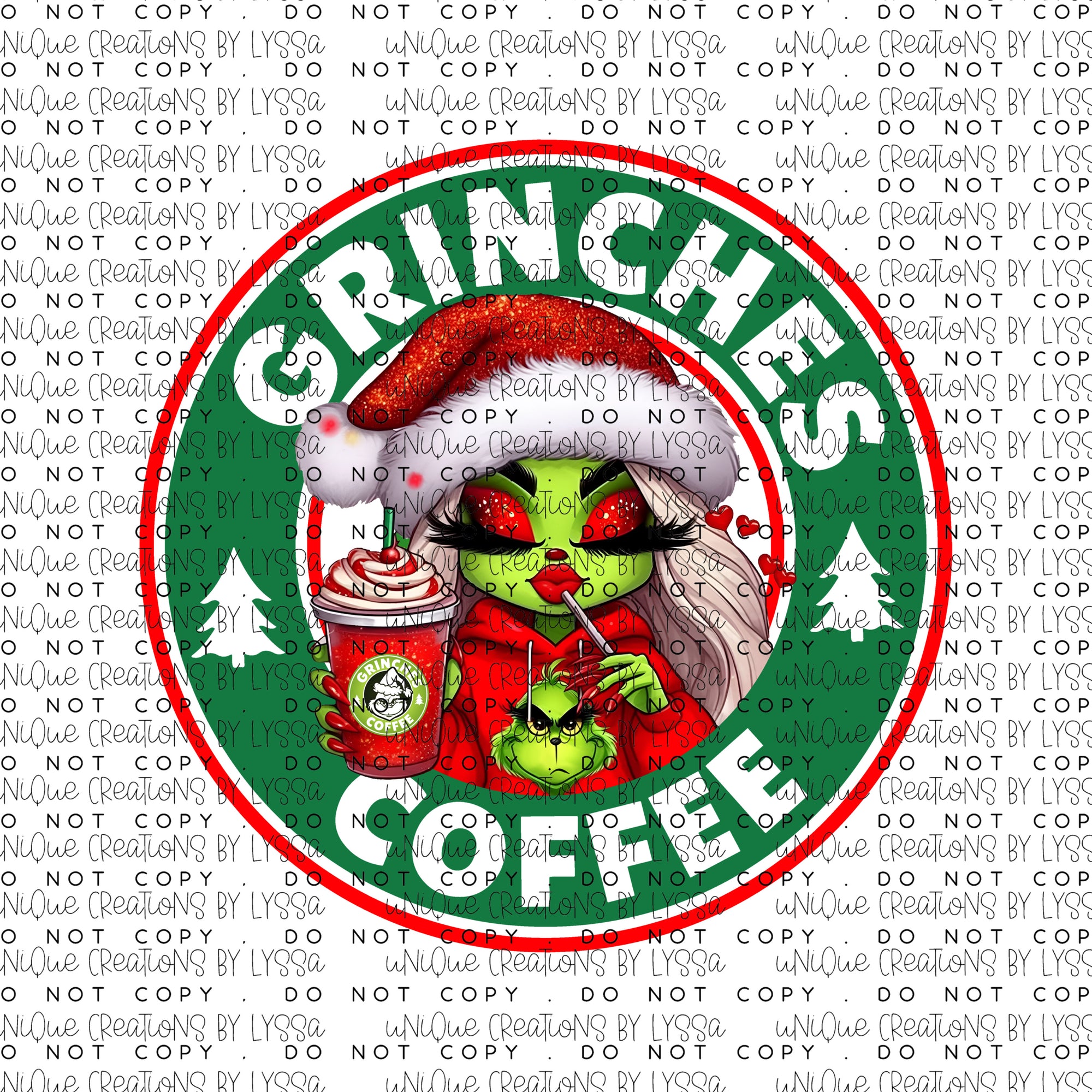 GRINCHMAS COFFEE RED GIRLY DTF TRANSFER/ DECAL