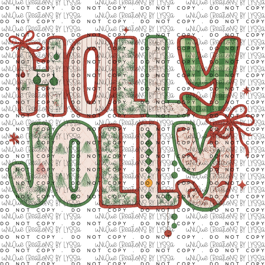 HOLLY JOLLY DTF TRANSFER/ DECAL