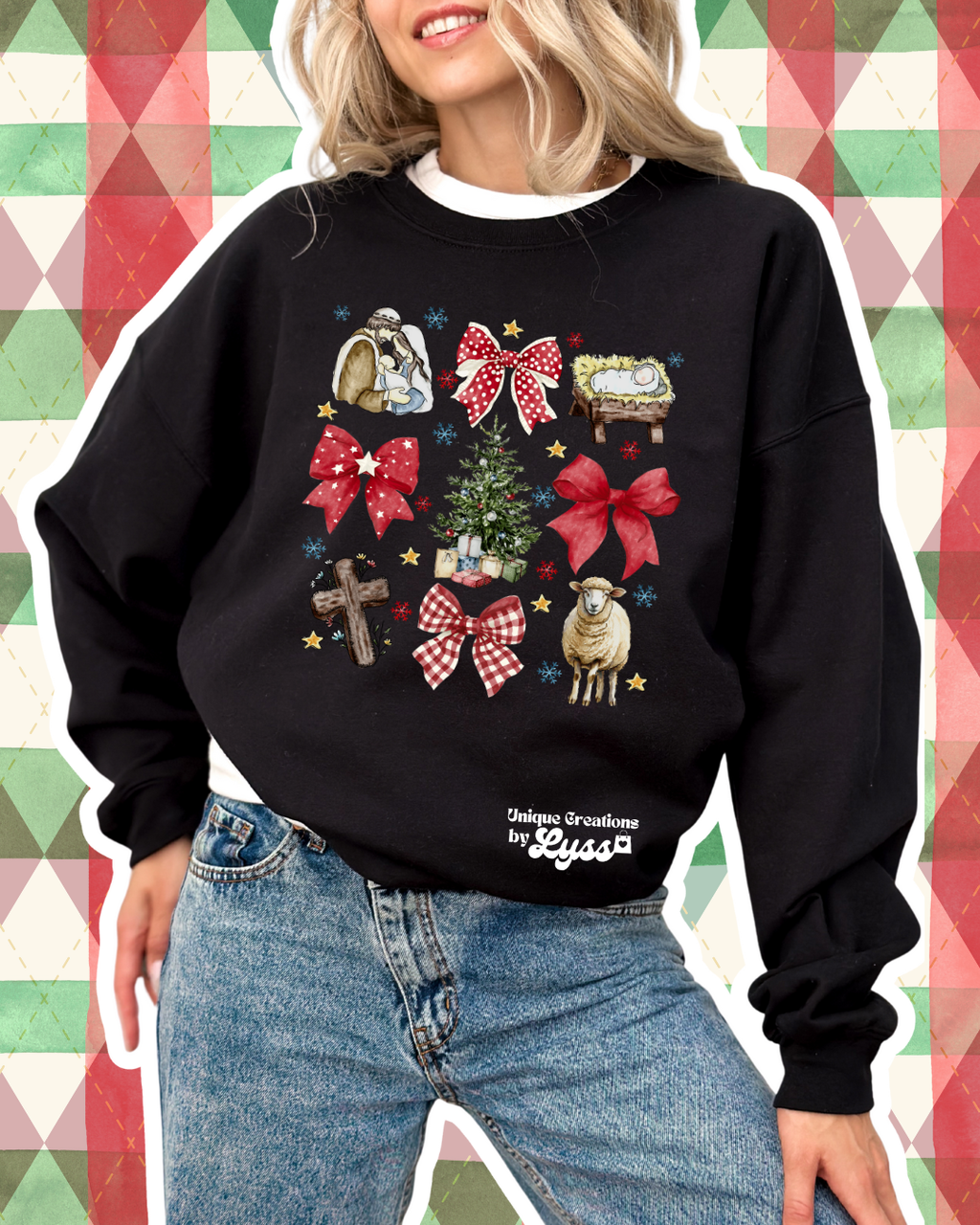 BABY JESUS CHRISTMAS COLLAGE TEE/SWEATER