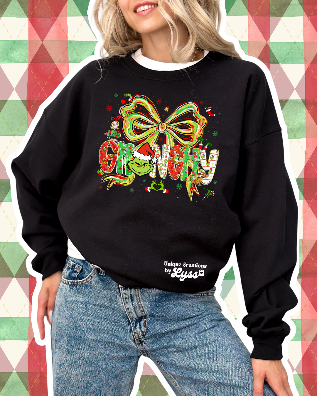 GRINCHY BOW ADULT TEE/SWEATER/HOODIE