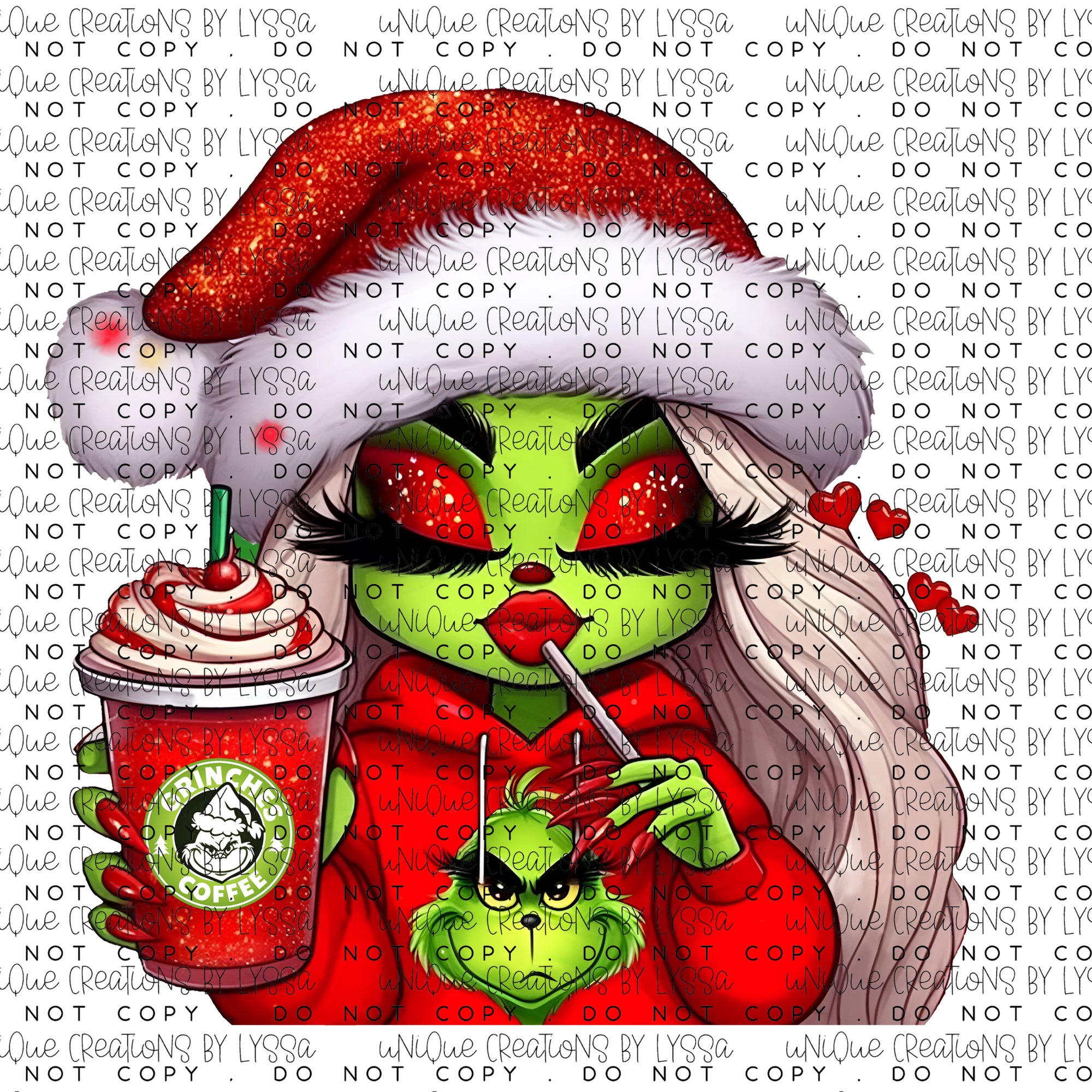 RED GIRL GRINCHY DTF TRANSFER/ DECAL