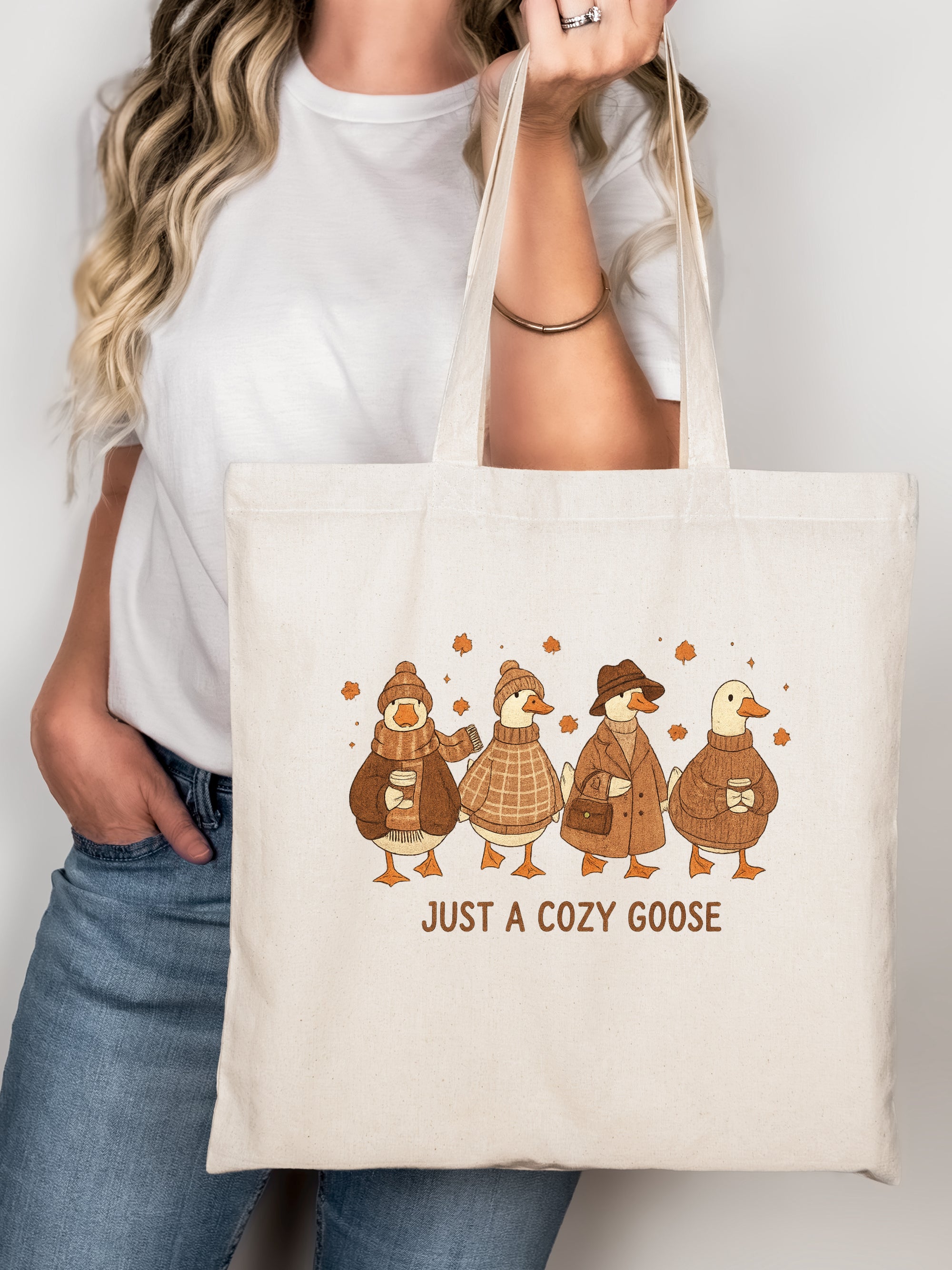 JUST A COZY GOOSE TOTE