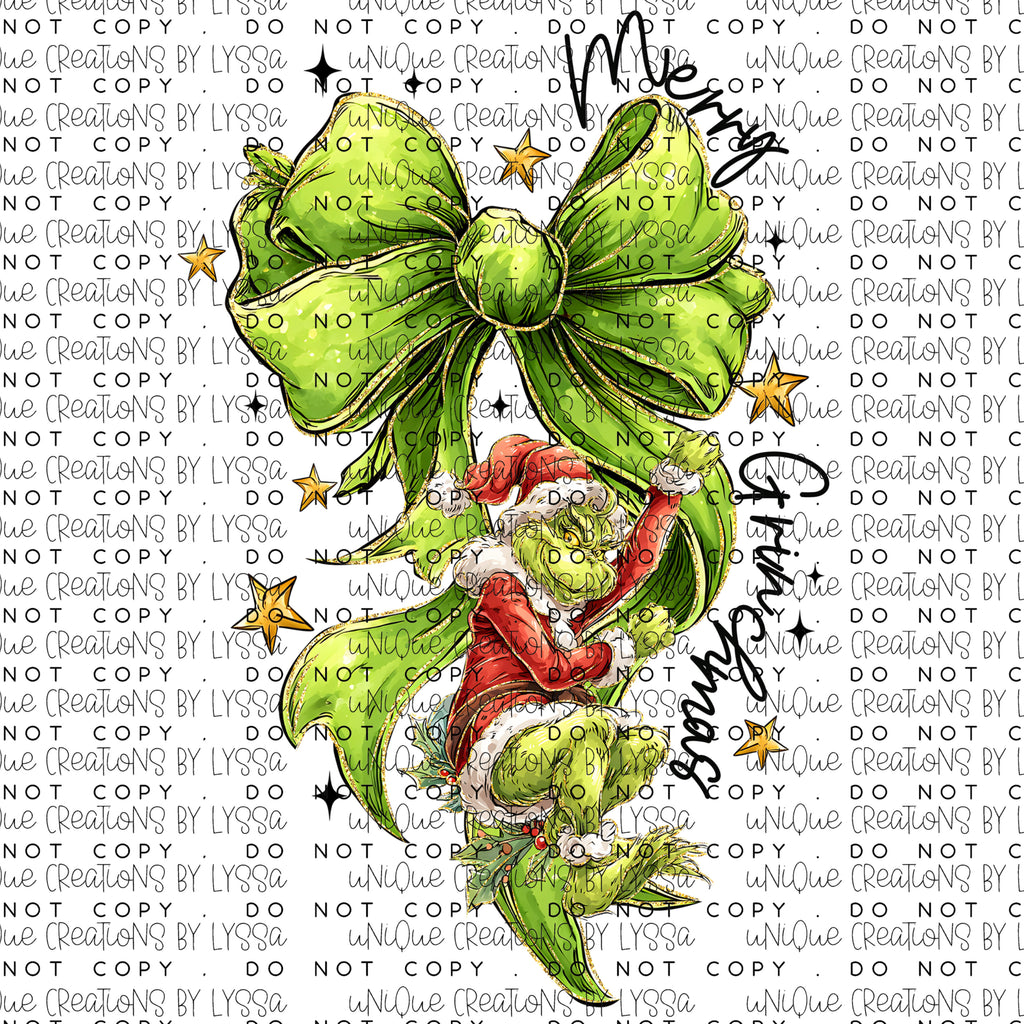 MERRY GRINCHMAS BOW DTF/DECAL