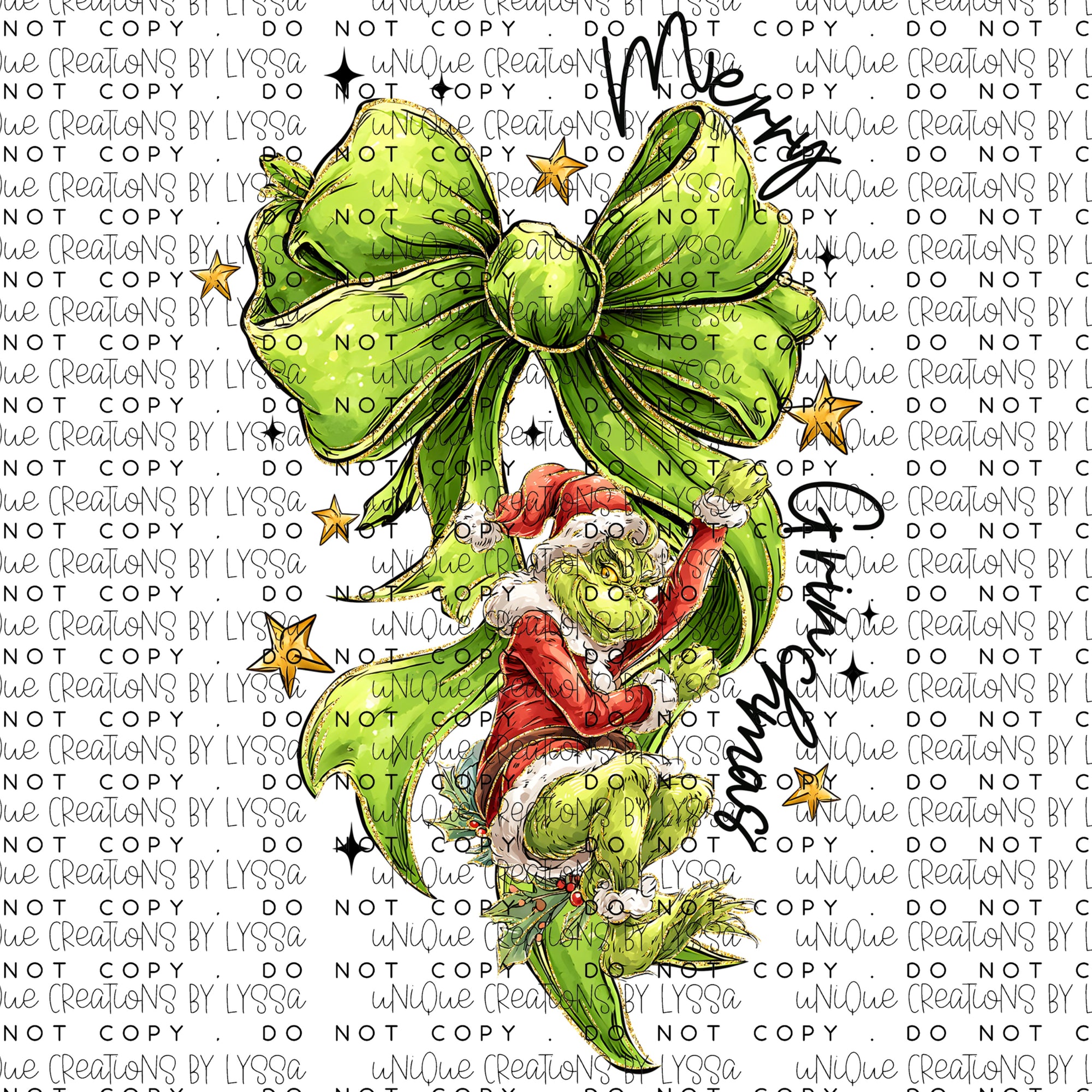 MERRY GRINCHMAS BOW DTF/DECAL