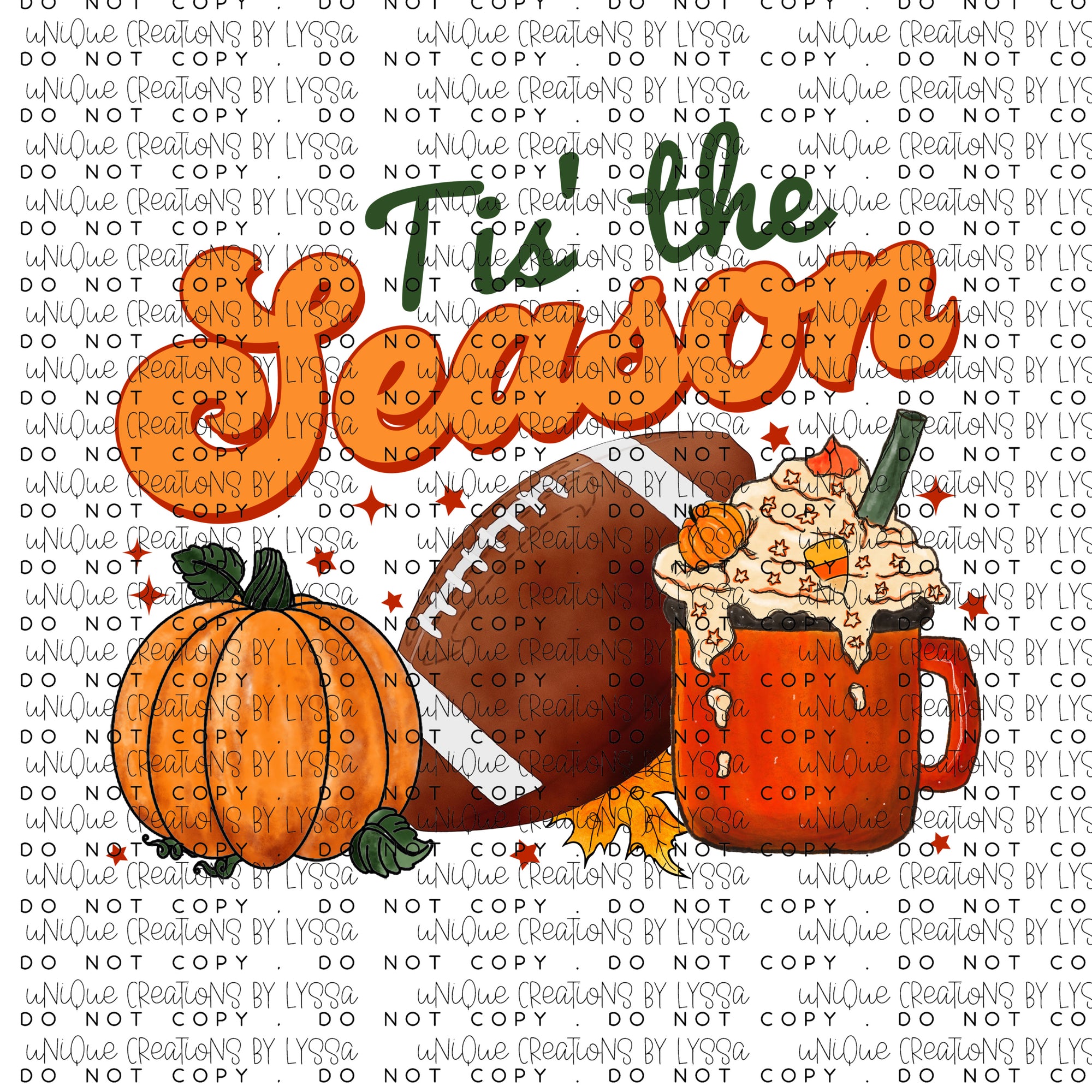 TIS THE SEASON FOOTBALL PUMPKIN COFFEE DTF TRANSFER
