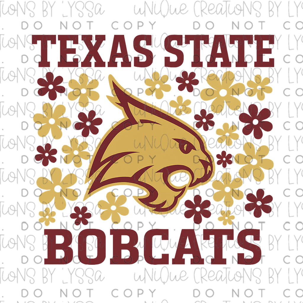 BOBCATS FLORAL DTF TRANSFER/ DECAL