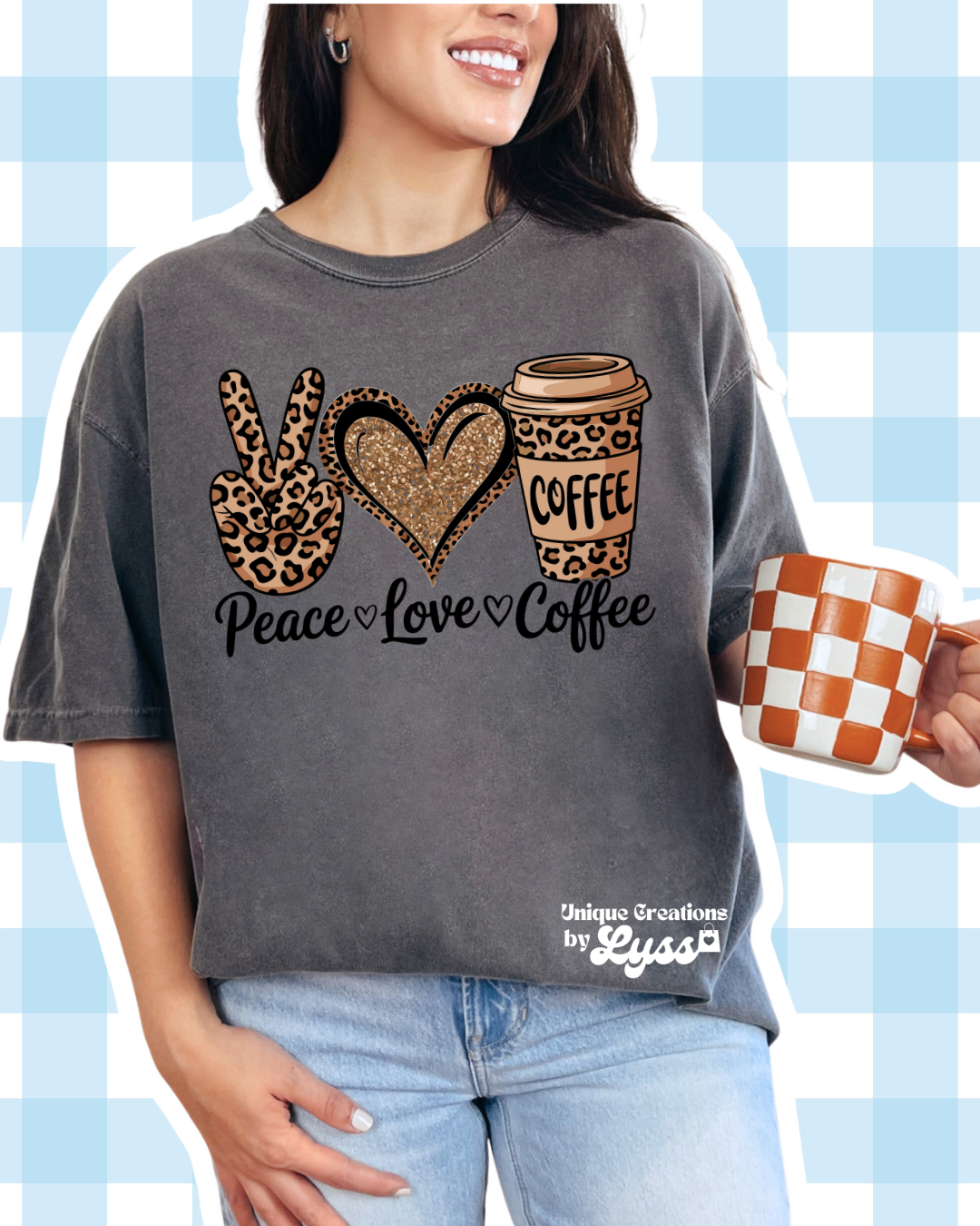 CHEETAH PEACE LOVE COFFEE ADULT TEE/SWEATER/HOODIE