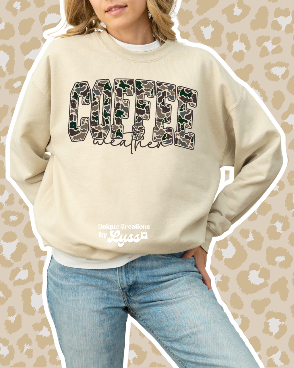 COFFEE WEATHER CAMO ADULT TEE/SWEATER/HOODIE