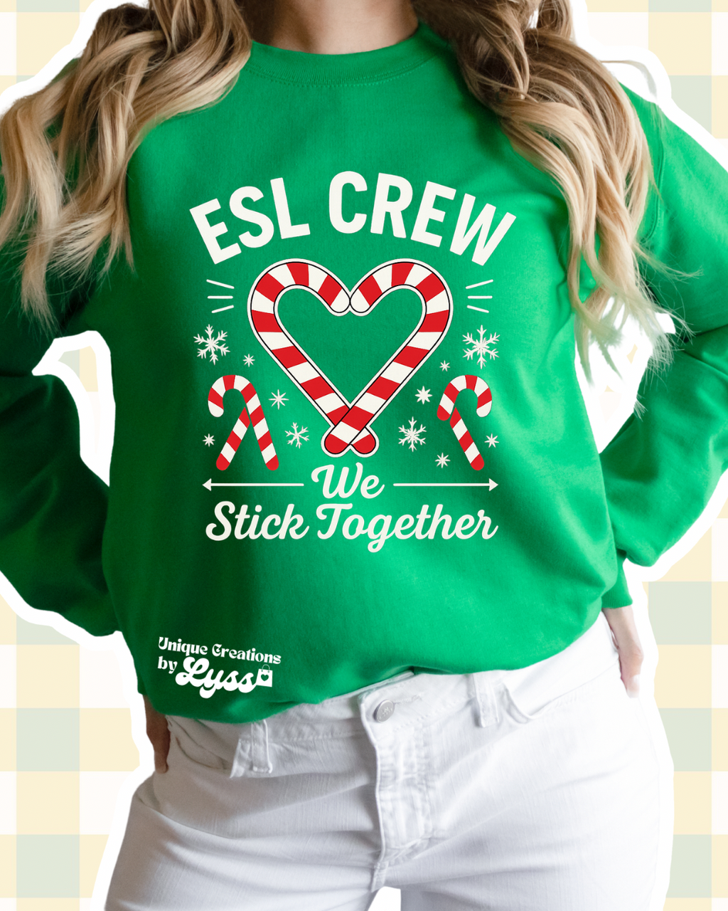 ESL CANDY CANE CREW ADULT TEE/SWEATER