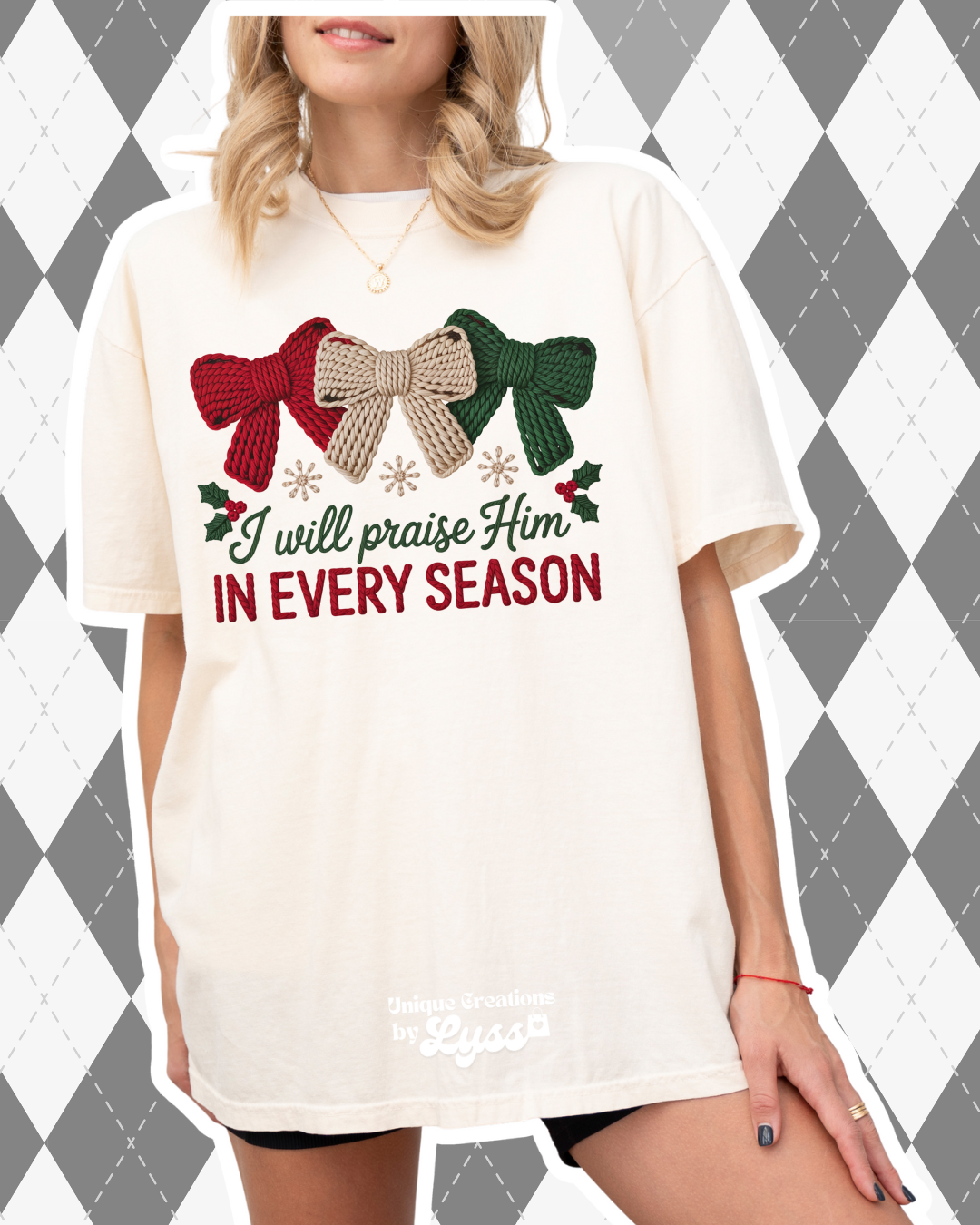 I WILL PRAISE HIM BOWS TEE/SWEATER